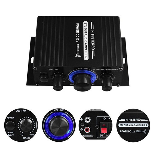 400W 12V 2 Channel Powerful Stereo Audio Power Amplifier HiFi Bass Amp Car Home