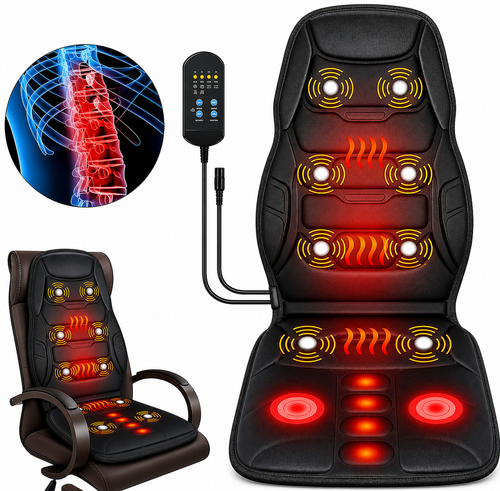 Massage Seat Cushion With Heated Back Neck Body Massager Chair For Home Office
