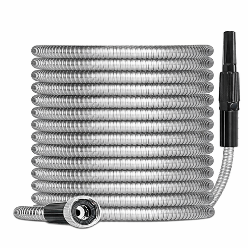Stainless Steel Metal Garden Water Hose Pipe Flexible Lightweight 25/50/75/100FT