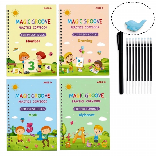 16Pcs Grooved Magic Practice Copybook Set Boys Girls Handwriting Book Practice