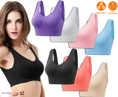 Sport Bras Seamless Wire-Free Light Support Tank Sports Yoga Sleep Bra 3 Pack US
