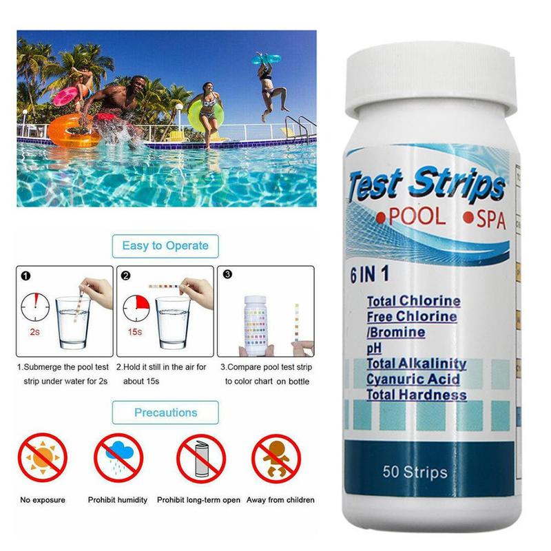 thumbnail image 2 of Spa And Pool Test Strips 6 In 1, 100 Ct Pool Test Strips For Hot Tub Water, Pool Test Strips For 2 of 14