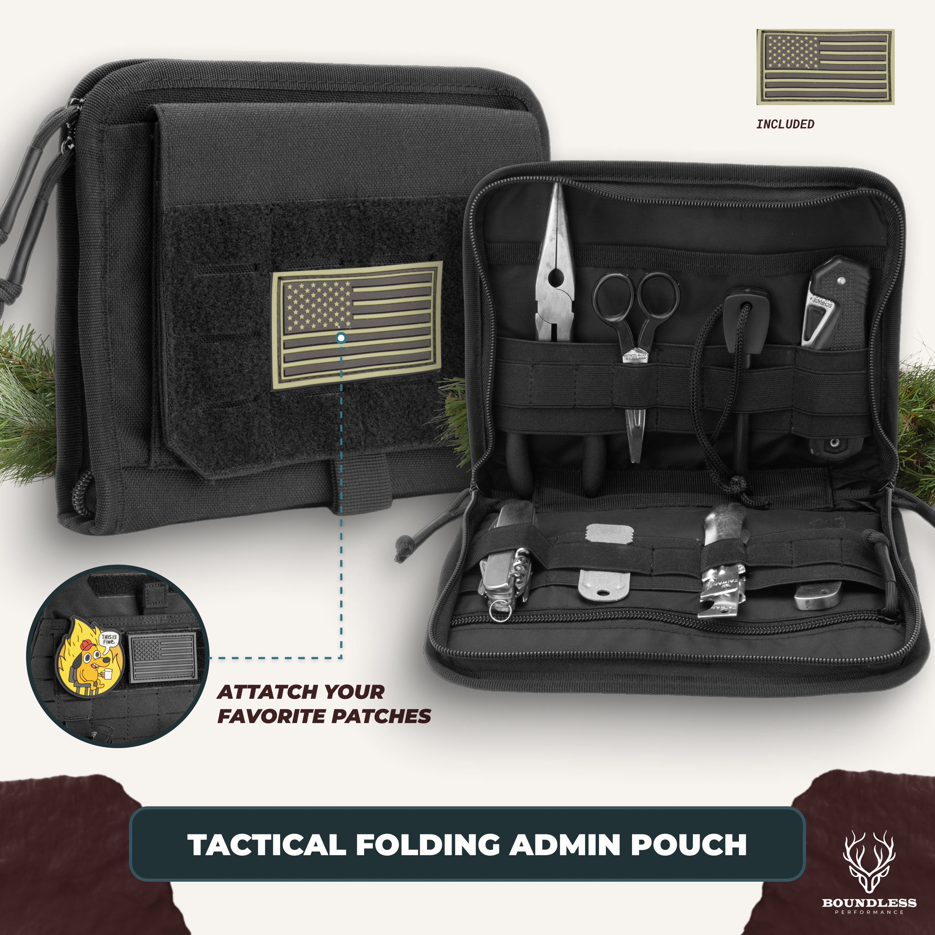 Tactical Molle Horizontal Admin Pouch Compact 1000D Utility EDC