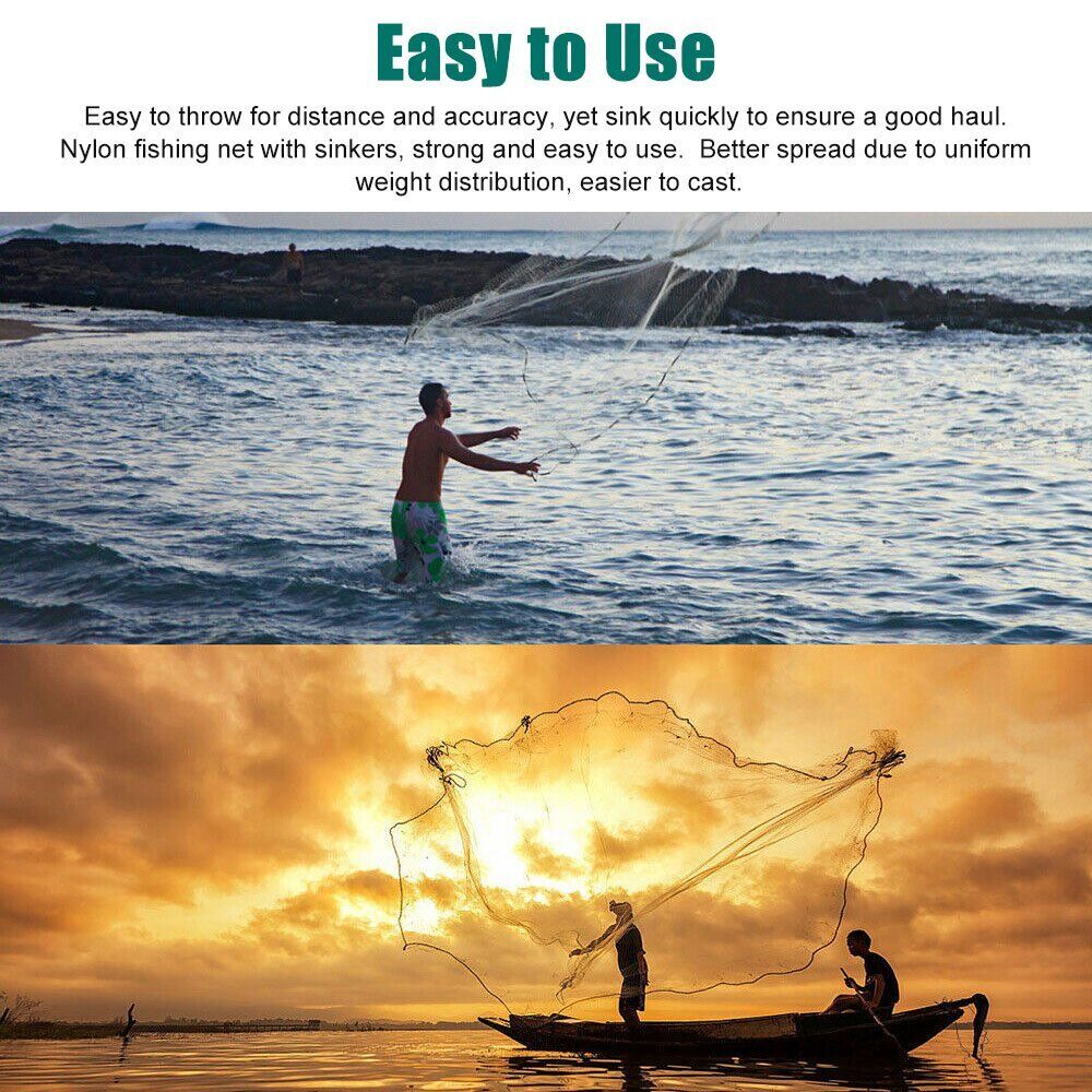 4ft Radius Saltwater Fishing Cast Net Easy Throw Fishing Net Strong Ny