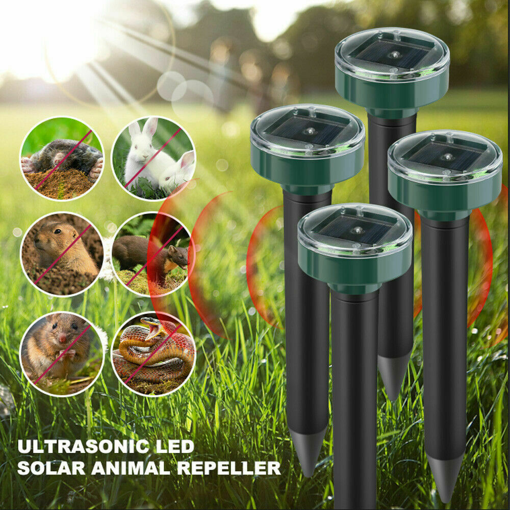 8-Pack Solar Powered Ultrasonic Pest Repeller – For Mice, Gophers, Moles, Snakes