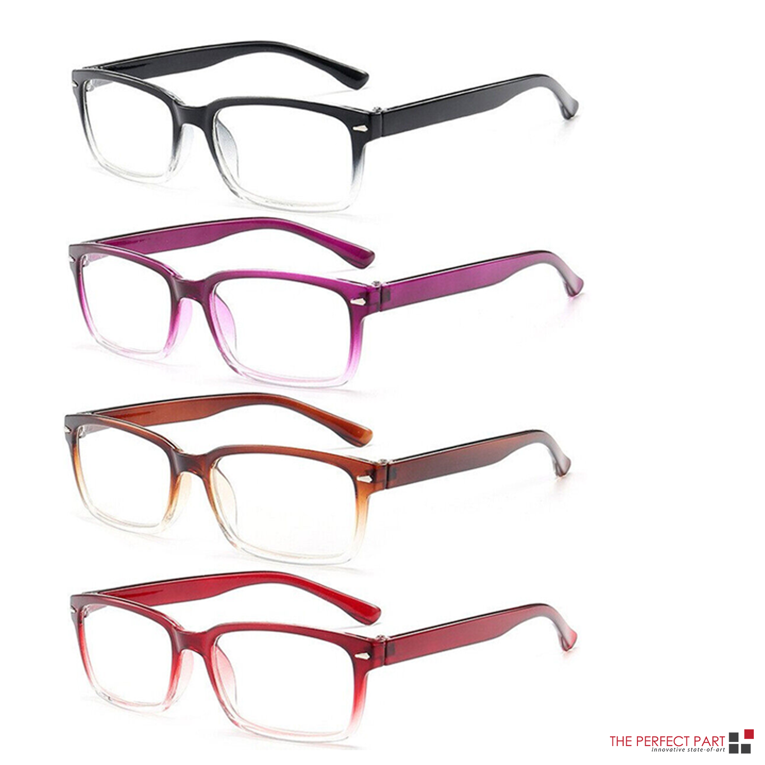 OPULIZE Max Reading Glasses - Classic Large Rectangular Frame - Men Women Unisex - R78, Blue & Grey - 2 Pairs, 1.50 Dioptrie - View #3