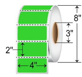 TH42-1PFG - Zebra 4" x 2" Fluor Green Thermal Transfer Labels