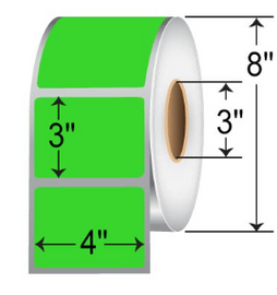 TH43-1PFG - Zebra 4" x 3" Fluor Green Thermal Transfer Labels