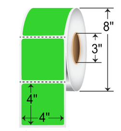 TH44-1PFG - Zebra 4" x 4" Fluor Green Thermal Transfer Labels