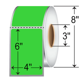 TH46-1PFG - Zebra 4" x 6" Fluor Green Thermal Transfer Labels