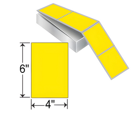 Zebra 4" x 6" Yellow Thermal Transfer Labels (Fanfold) THF46-1PY