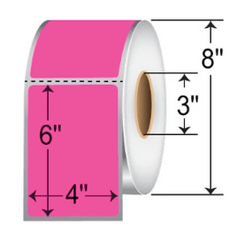 Zebra 4" x 6" Fluor Pink Thermal Transfer Labels 640878
