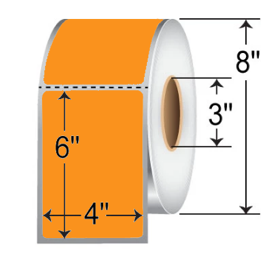 TH46-1PFO - Zebra 4" x 6" Fluor Orange Thermal Transfer Labels