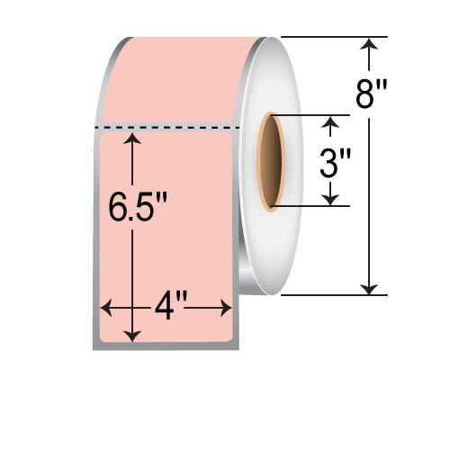 TH465-1PP - Zebra 4" x 6.5" Pink Thermal Transfer Labels
