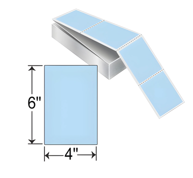Zebra 4" x 6" Blue Thermal Transfer Labels (Fanfold) THF46-1PBL