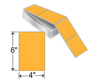 Zebra 4" x 6" Orange Thermal Transfer Labels (Fanfold) THF46-1PO