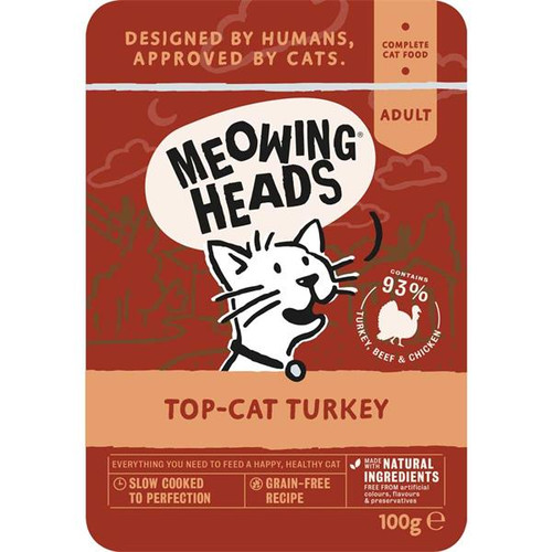 Meowing Heads Top Cat Turkey Grain-Free Wet Adult Cat Food
