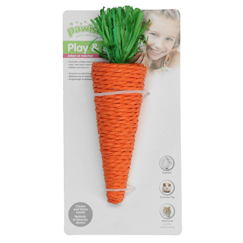 Pawise Nibblers Corn Husk Chews Carrot Small Animal Toy