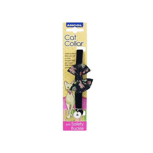 Ancol Vintage Bow Safety Cat Collar - Black