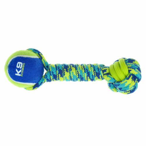 Zeus K9 Fitness Rope with TPR & Tennis Ball Dumbbell Dog Toy
