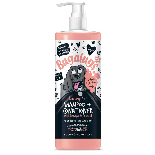 Bugalugs 2 in 1 Papaya & Coconut Dog Shampoo & Conditioner-500ml