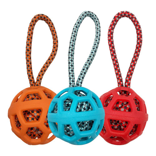 Hem and Boo TPR Holey Ball With Rope Dog Toy