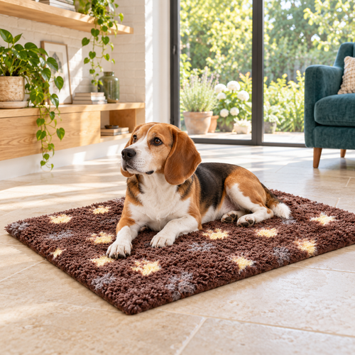 Non Slip Paws and Stars Vet Bed-Brown & Sand