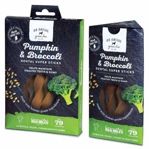 Red Mills Go Native Pumpkin & Broccoli Dental Super Sticks Dog Treats Euro