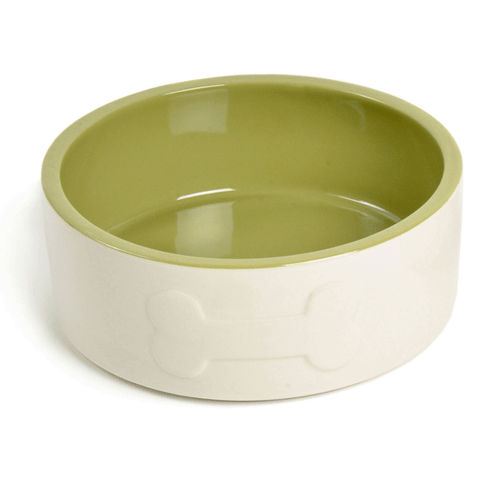 Petface Bone Ceramic Dog Bowl - Green