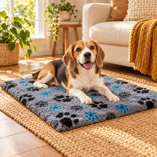 Non Slip Stars Vet Bed-Navy Grey & Blue