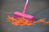 12" Floor Scrub Stiff Bristle w/ 60" Color-Coded Aluminum Handle in Pink