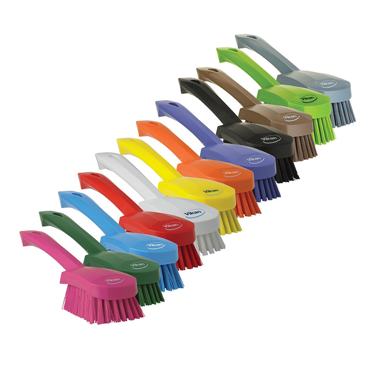 Vikan 3089, Vikan Small Utility Brush - Stiff This small, light-weight brush  has a broad head and an ergonomically angled handle. This design raises the  user's hand from the cleaning surface, reducing