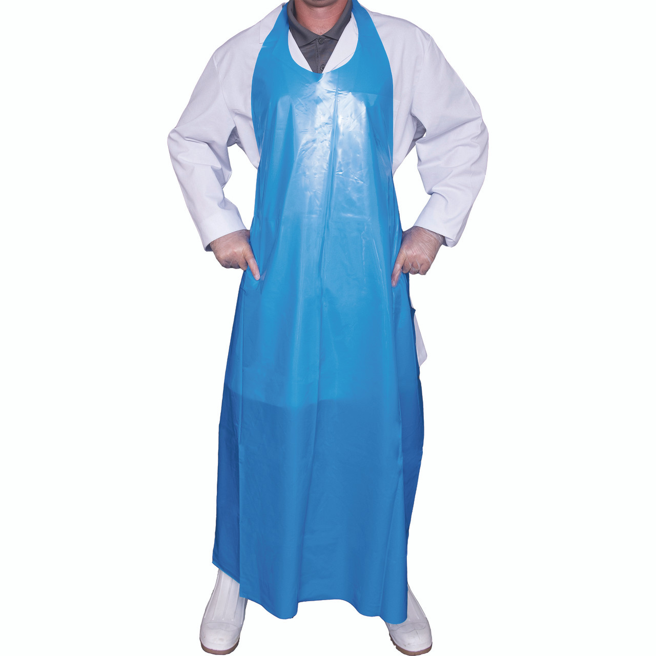 (500 & 1000/Case) Blue Disposable 1mil & 2mil Poly Plastic Food Service  Aprons