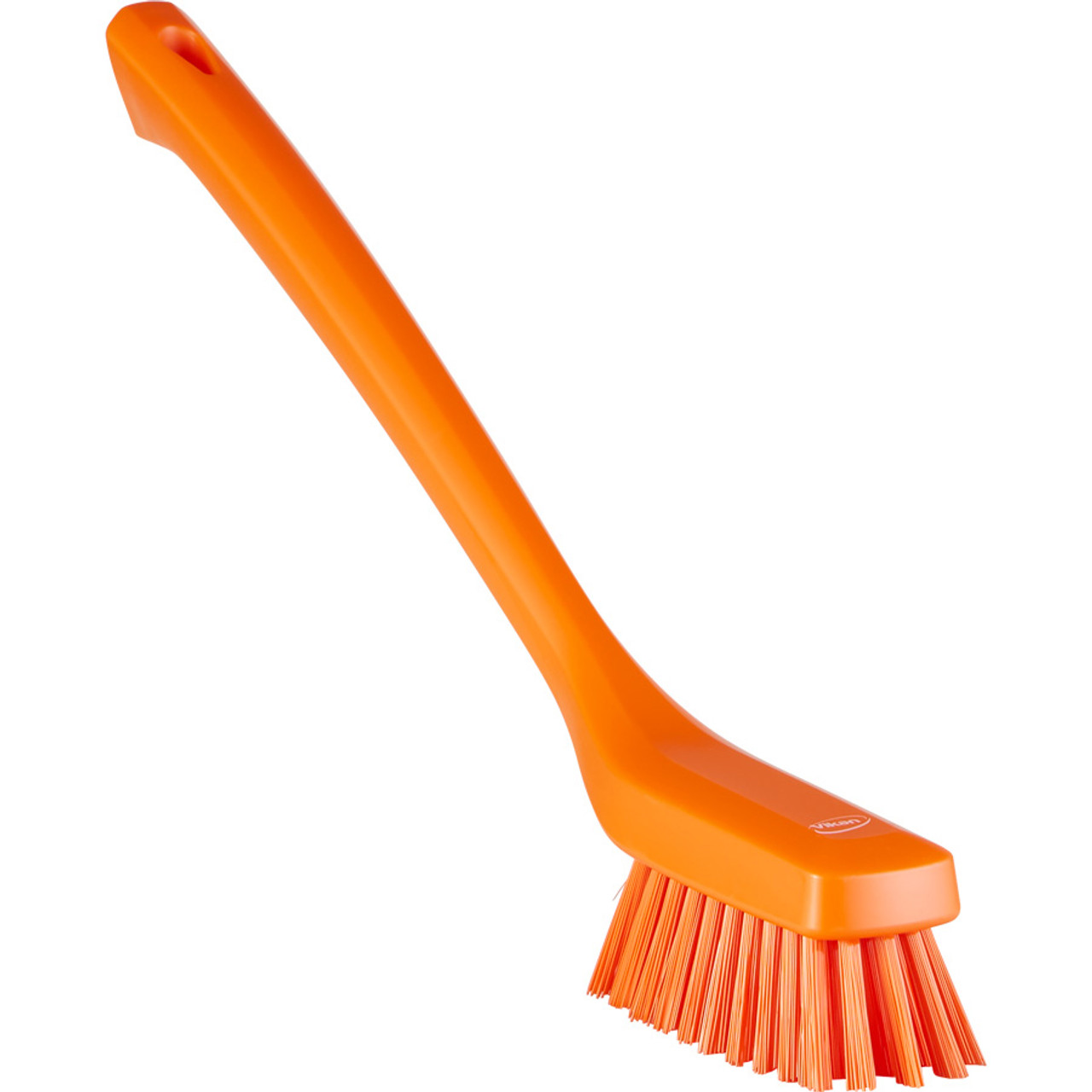 Vikan | Narrow Head Long Handle Stiff Cleaning Brush Orange