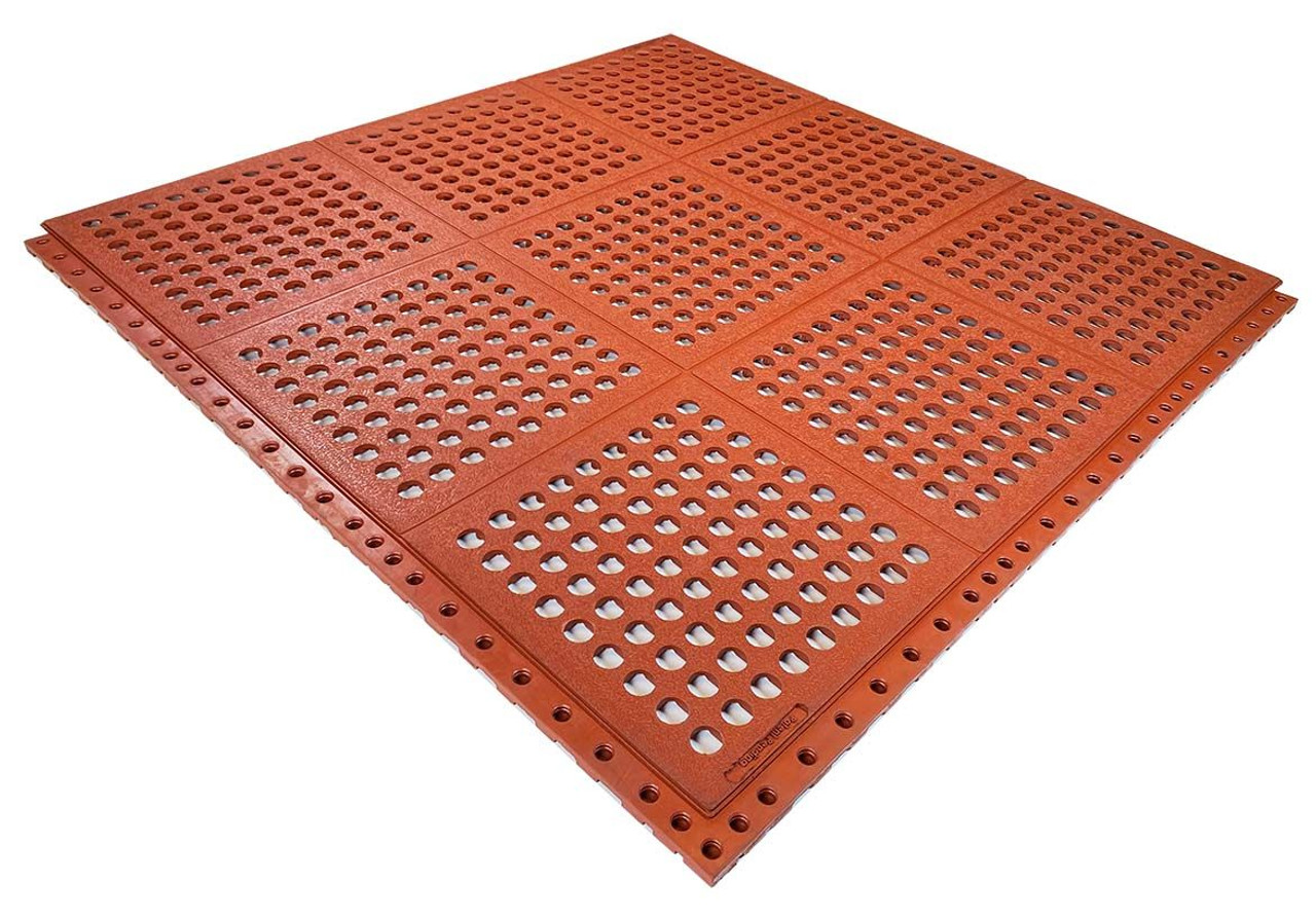 Choice 2' x 3' Red Rubber Straight Edge Grease-Resistant Anti-Fatigue Floor  Mat - 3/4 Thick