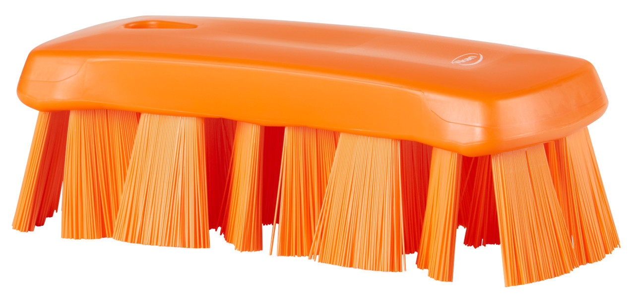 Vikan | Narrow Head Long Handle Stiff Cleaning Brush Orange