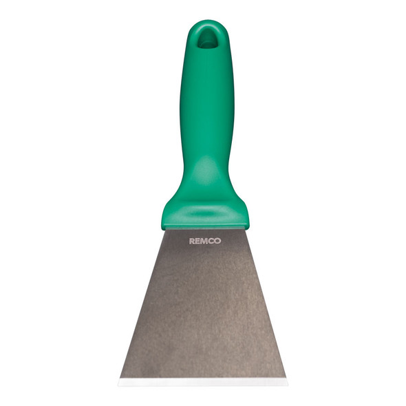 Remco 6972 3" Stainless Steel Hand Scraper in Green (Front View)