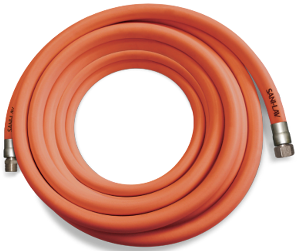 SANI-LAV H253 25 Ft. Safety Orange Premium Wash-Down Hose with Stainless Steel Fittings