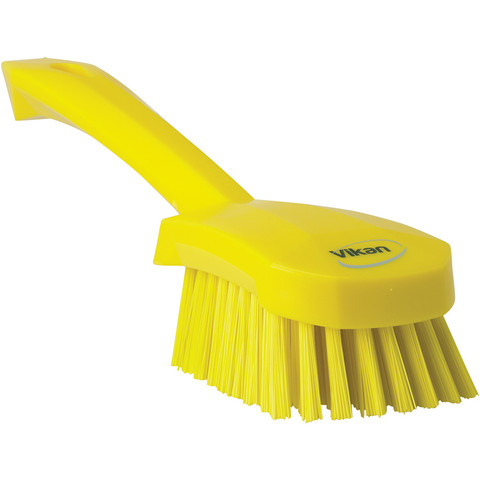 Vikan 41925 Short Handle Scrubbing Brush- Stiff, White