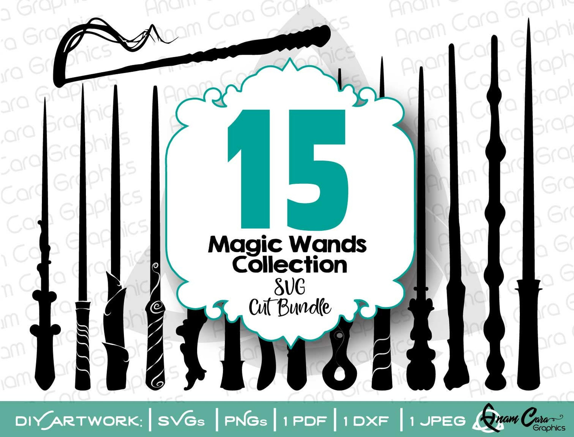 Magical Wands Bundle 15 Images