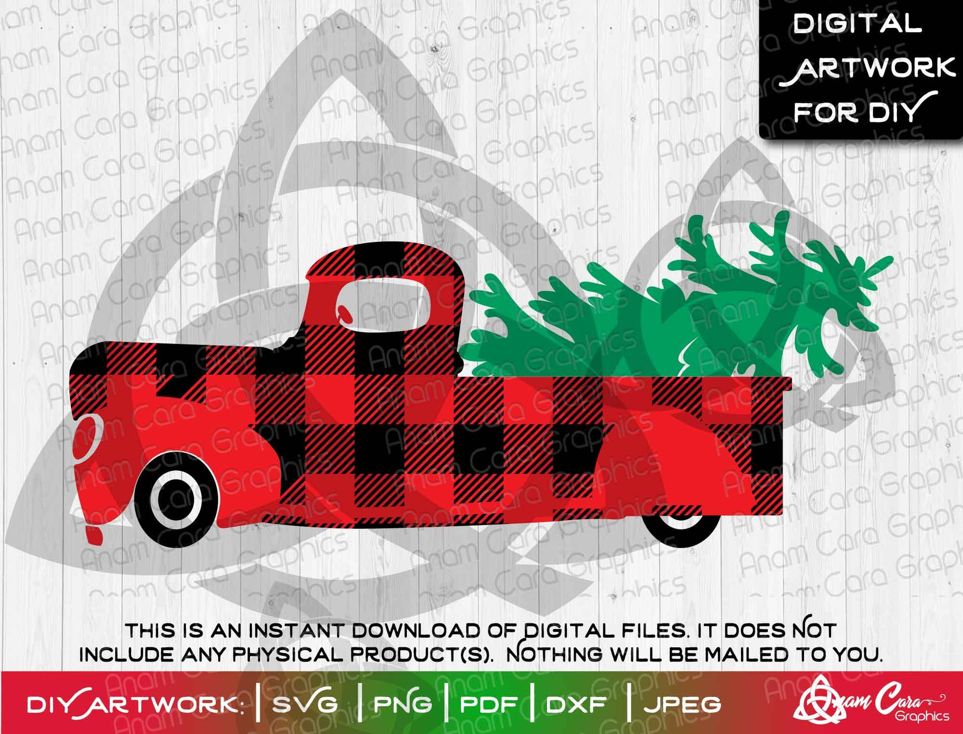 Buffalo Plaid Pickup Truck and Christmas Tree