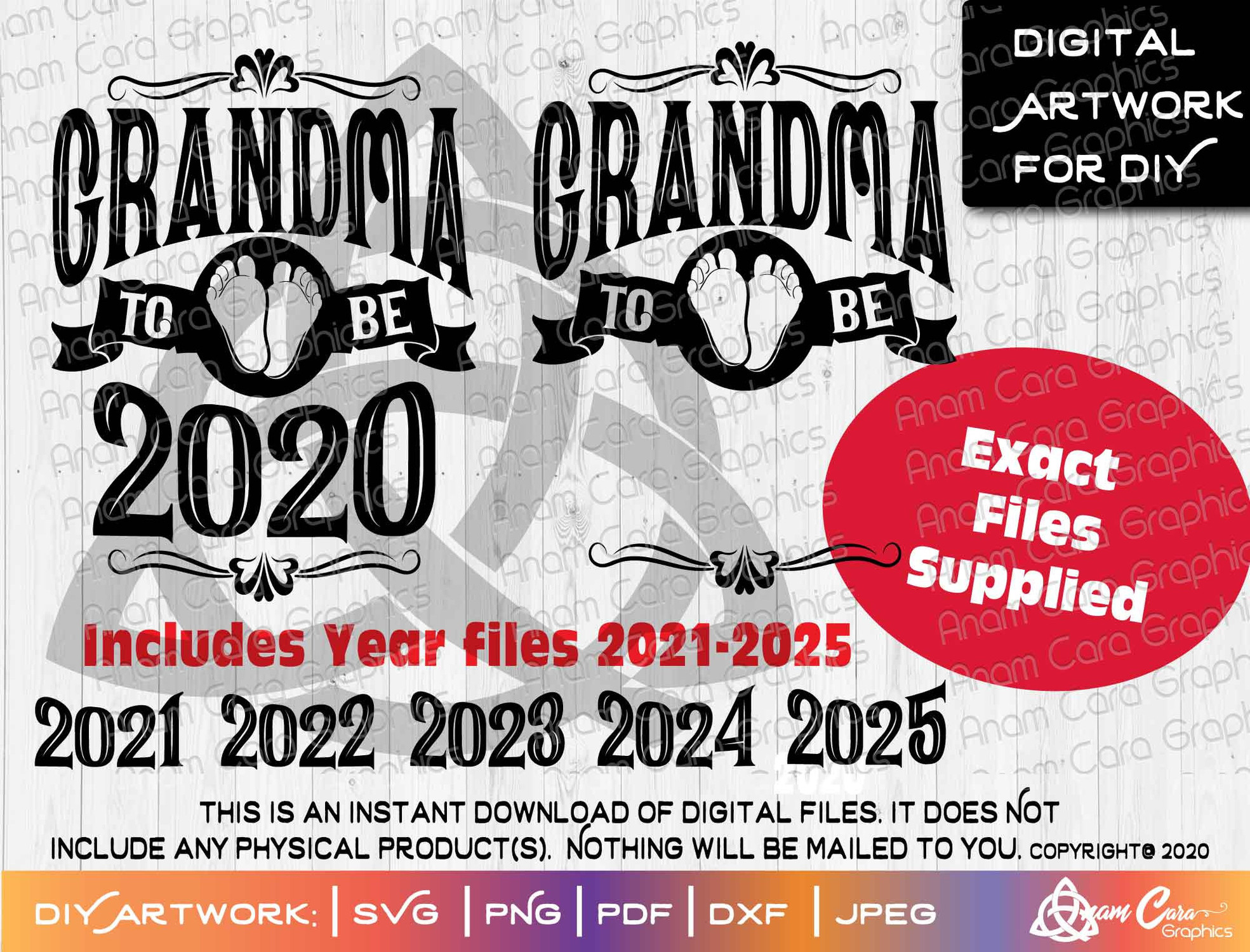 Grandma To Be 20202025 SVG Cut or Print Art AnamCaraGraphics