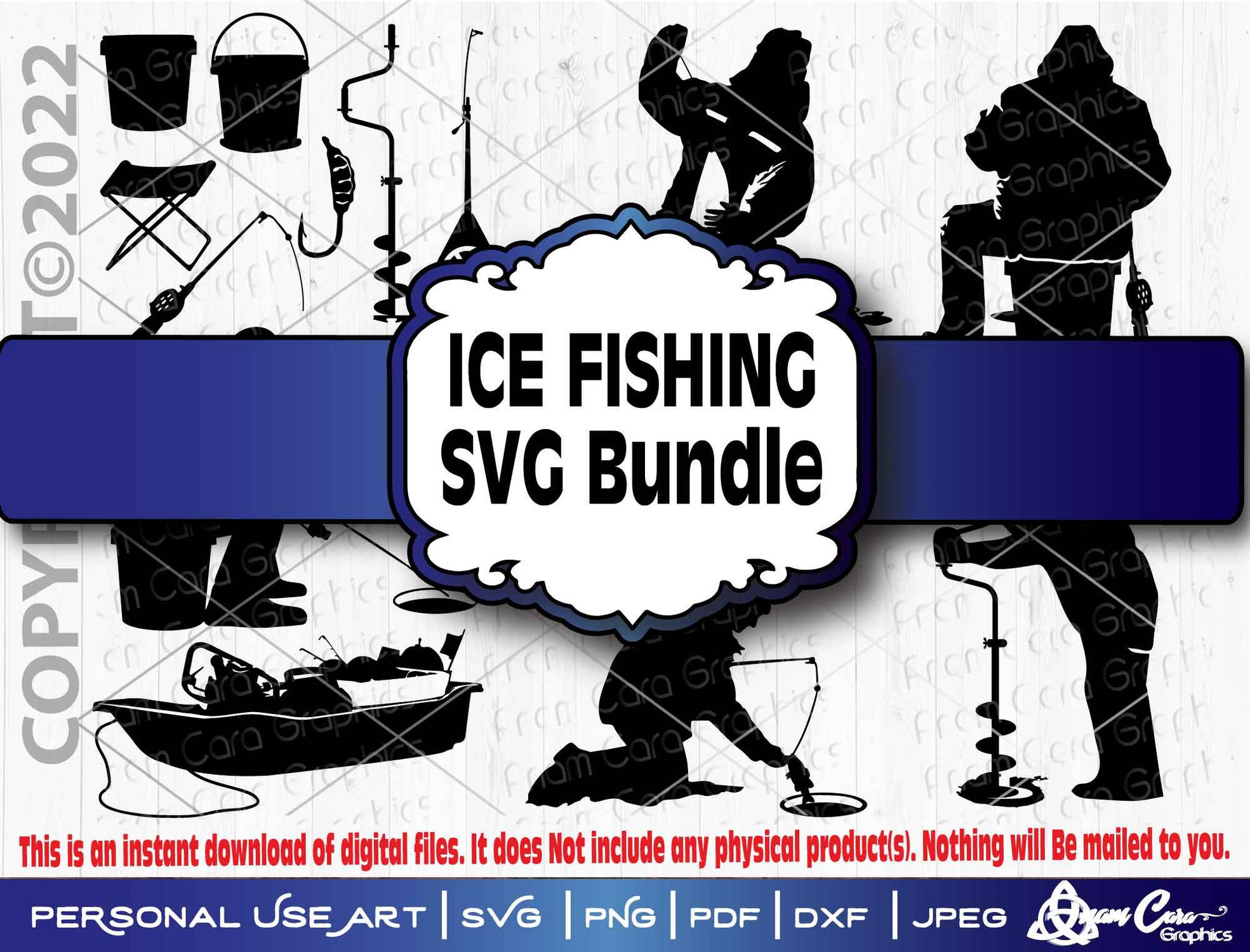 Ice Fishing SVG Bundle - Digital Designs Cut or Print, SVG Cut or Print  Art