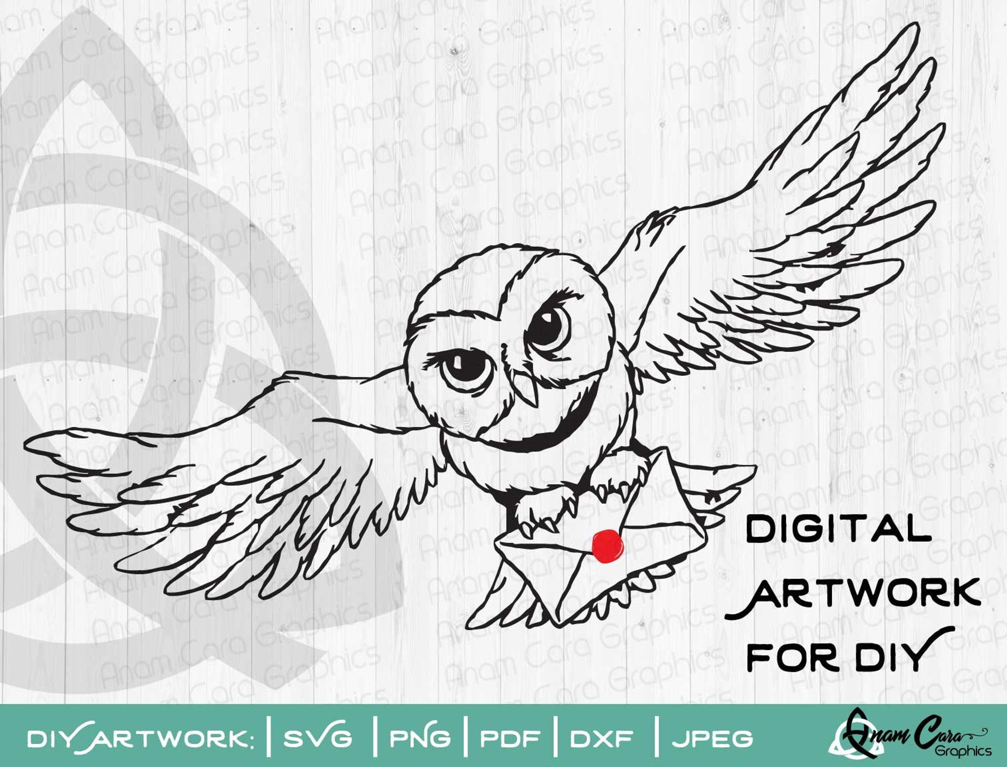 Flying Owl with Letter | SVG Cut or Print Art| AnamCaraGraphics flying-owl-with-letter-svg-cut-or-print-art-anamcaragraphics