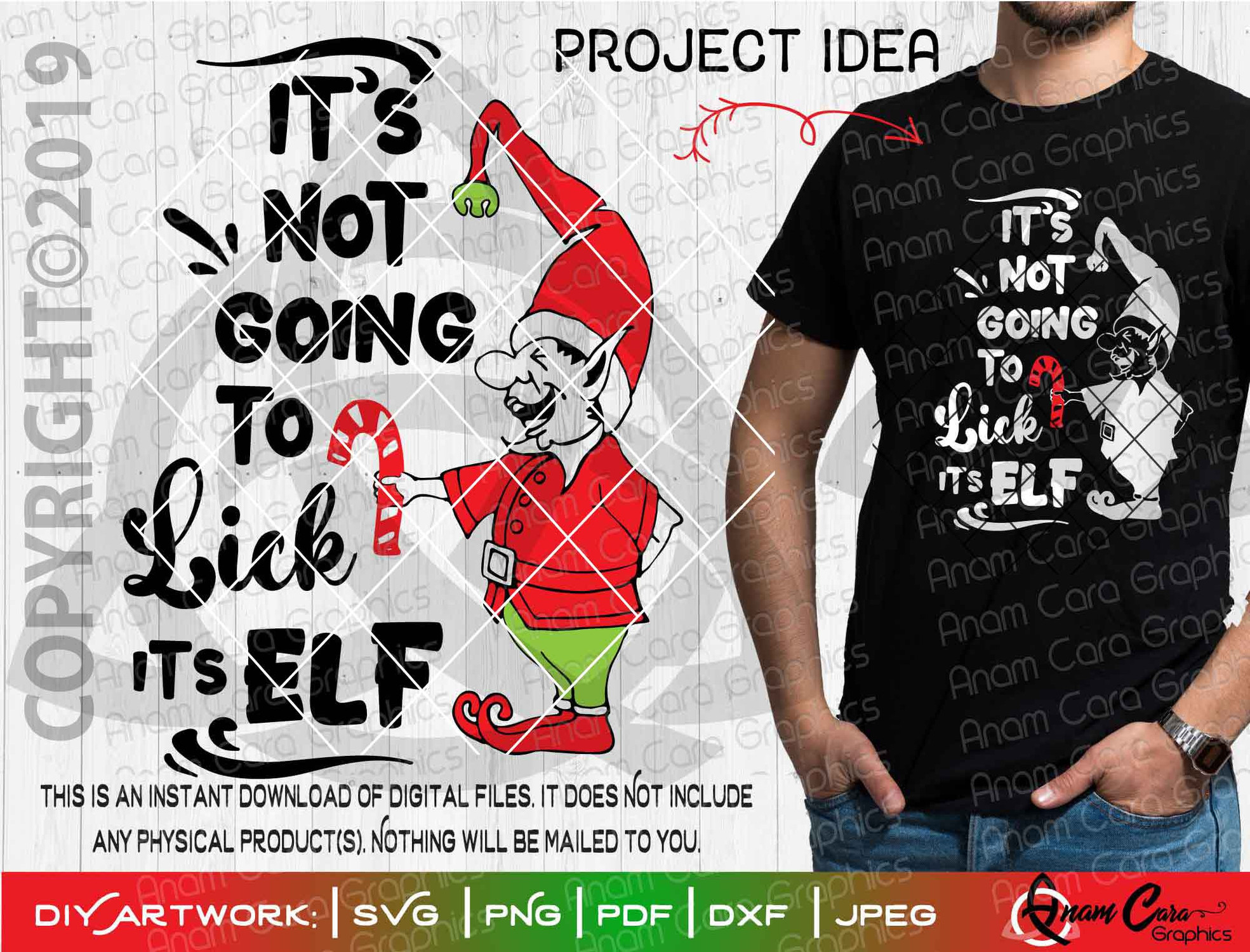 It's Not Going to Lick Its Elf Funny Adult Christmas Sweater Party SVG