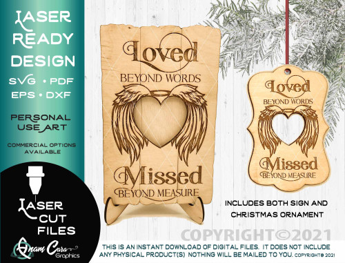 Loved Beyond Words Missed Beyond Measure Sign and Ornament