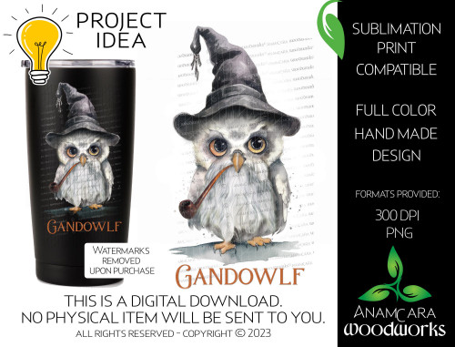 Gandowlf Wizard Hand Drawn Owl 4c Design