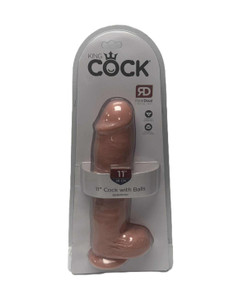 KING COCK MASSIVE 11in LONG 2.5 DIAMETER WITH BALLS AND SUCTION CUP. HARNESS CAPABLE. BY PIPEDREAM