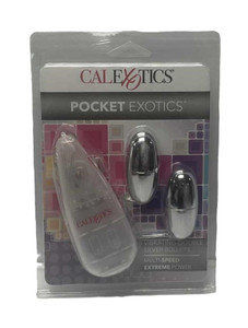 POCKET EXOTICS DUAL VIBRATING SILVER BULLETS WITH REMOTE BY CALEXOTICS