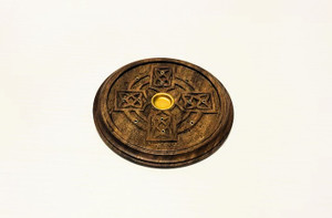 4in diameter carved wood Incense holder